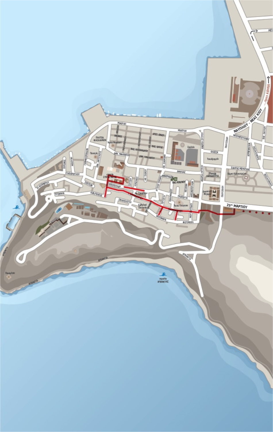 Χάρτης με τις Κρήνες στο Ναύπλιο